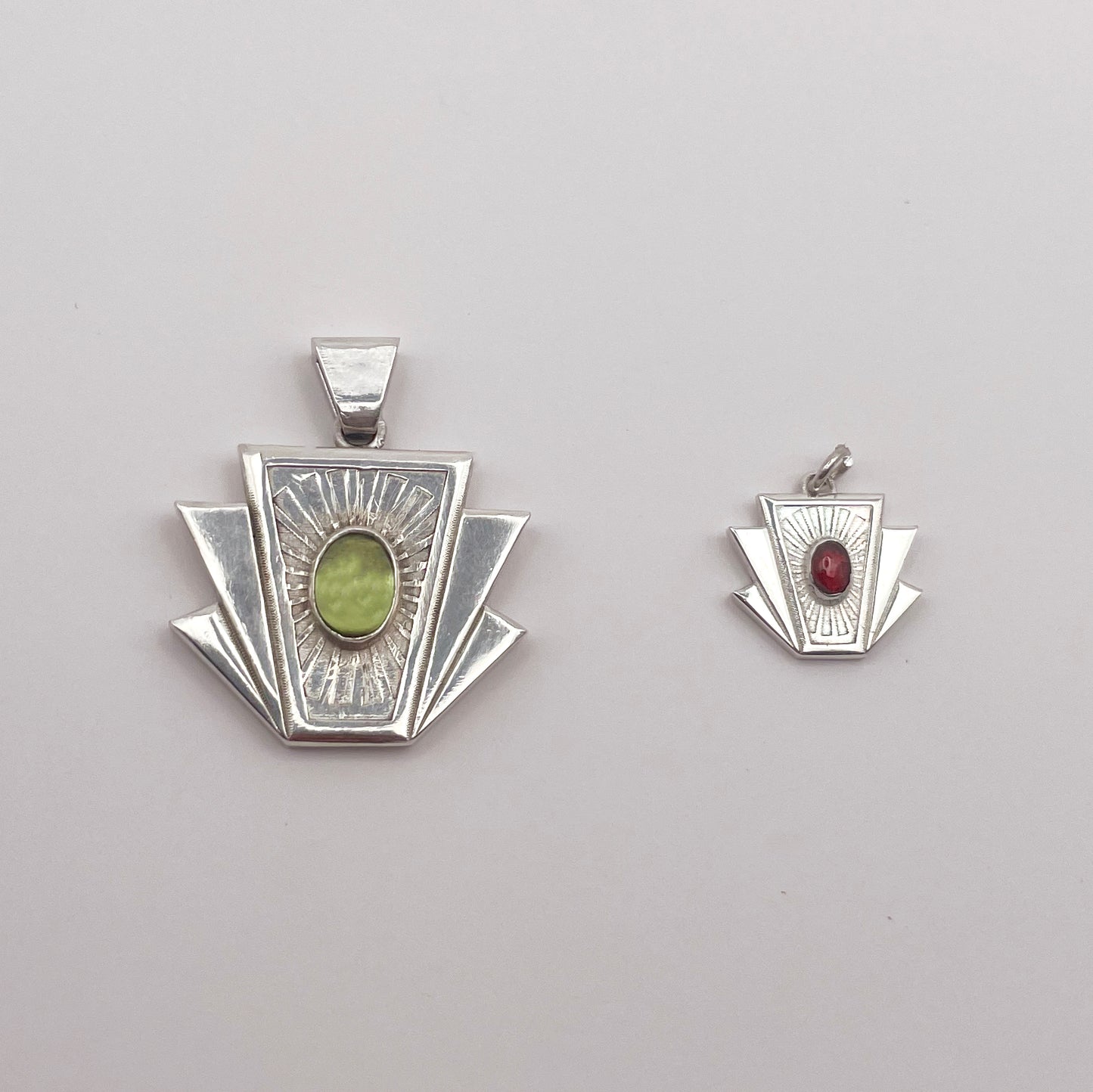 Art Deco Keystone Pendant - Peridot