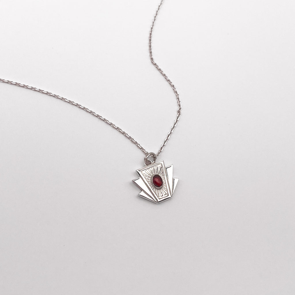 Baby Keystone Necklace - Garnet