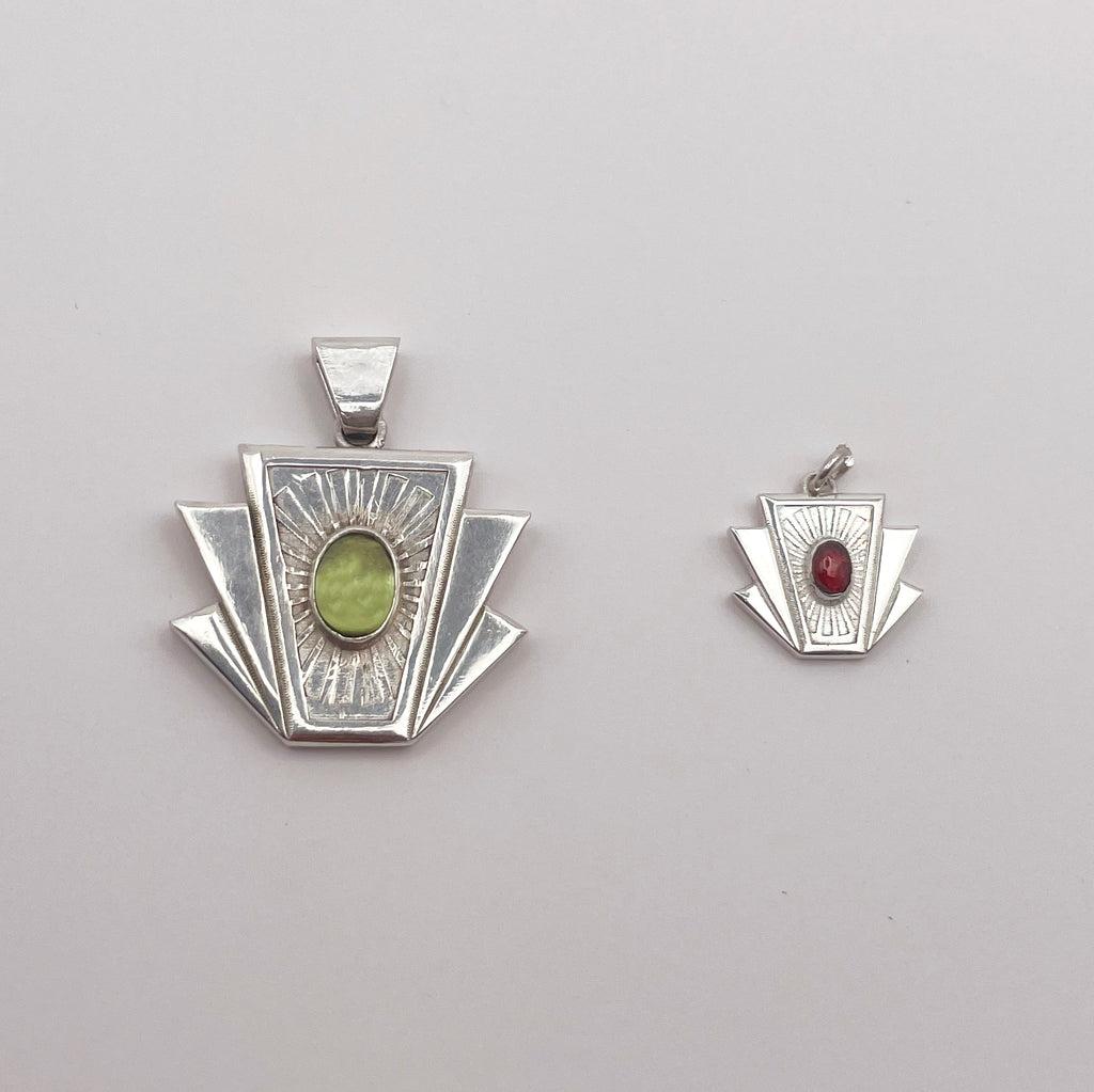 Art Deco Keystone Pendant - Peridot