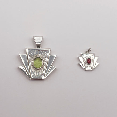 Art Deco Keystone Pendant - Peridot