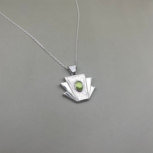 Art Deco Keystone Pendant - Peridot