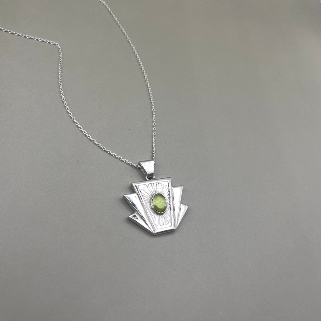 Art Deco Keystone Pendant - Peridot